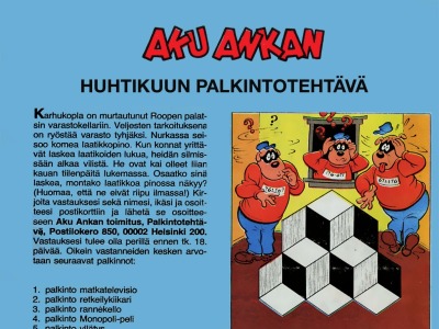 Aku Ankan huhtikuun palkintotehtävä