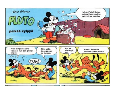 Pluto pelkää kylpyä