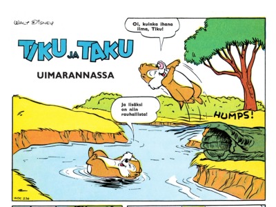 Tiku ja Taku uimarannassa