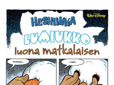 Lumiukko luona matkalaisen