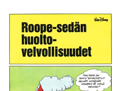 Roope-sedän huoltovelvollisuudet