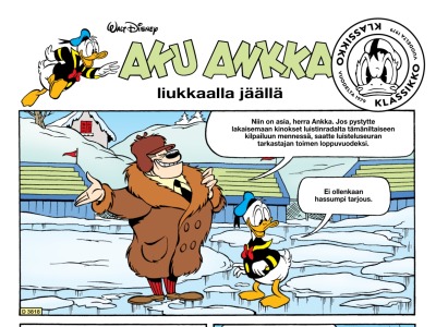 Aku Ankka liukkaalla jäällä