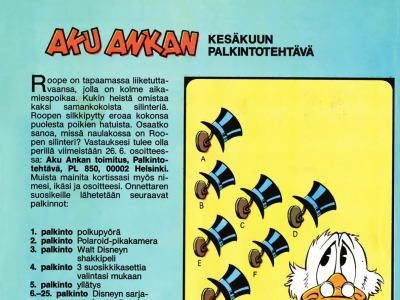 Aku Ankan kesäkuun palkintotehtävä