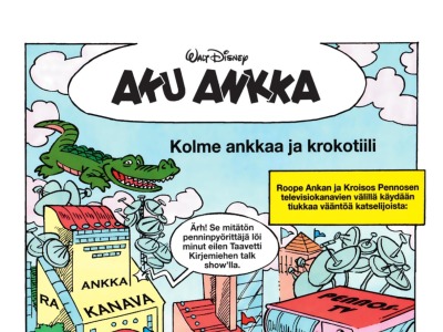 Kolme ankkaa ja krokotiili